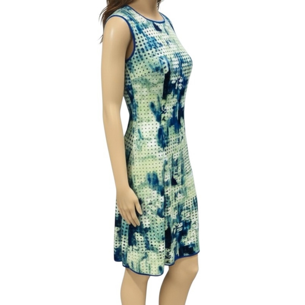 Marc New York Activewear Marble Print Laser/Cut/Circle  Zip/Back Dress Sz S